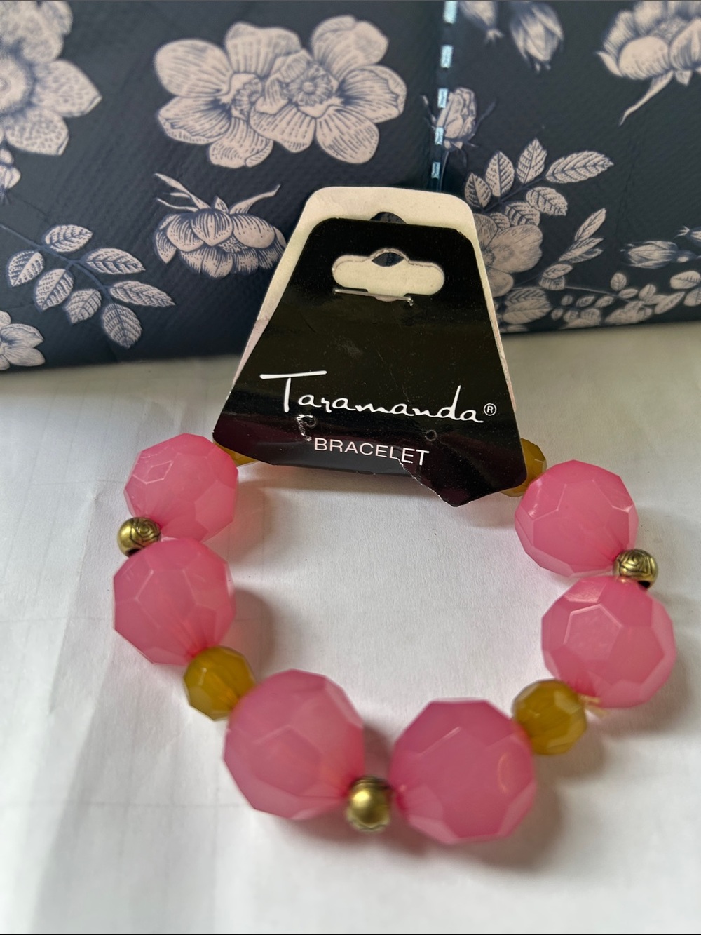 Taramanda Pink and Yellow Beaded Stretch Bracelet